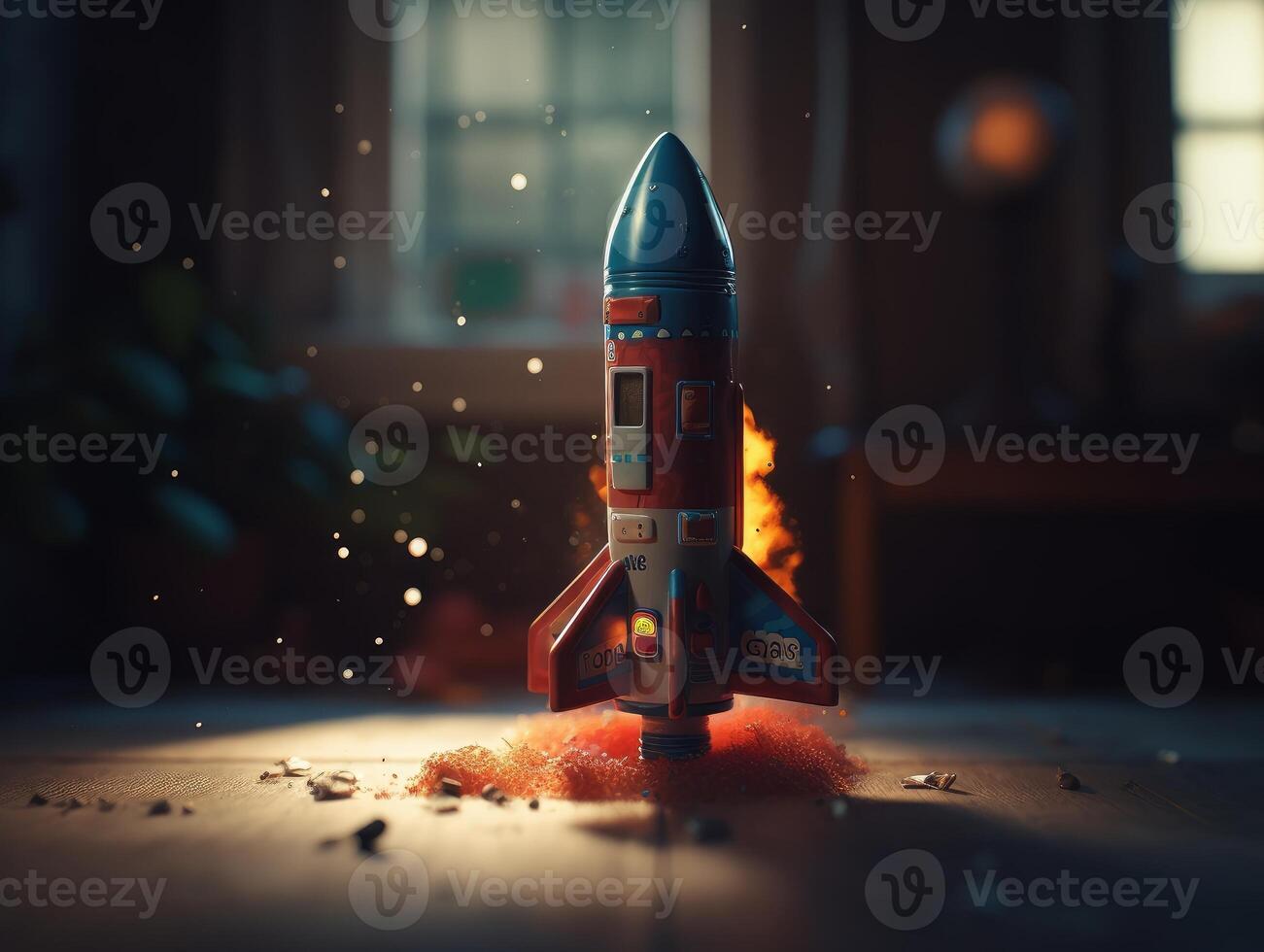 Toy rocket launch cute product photo