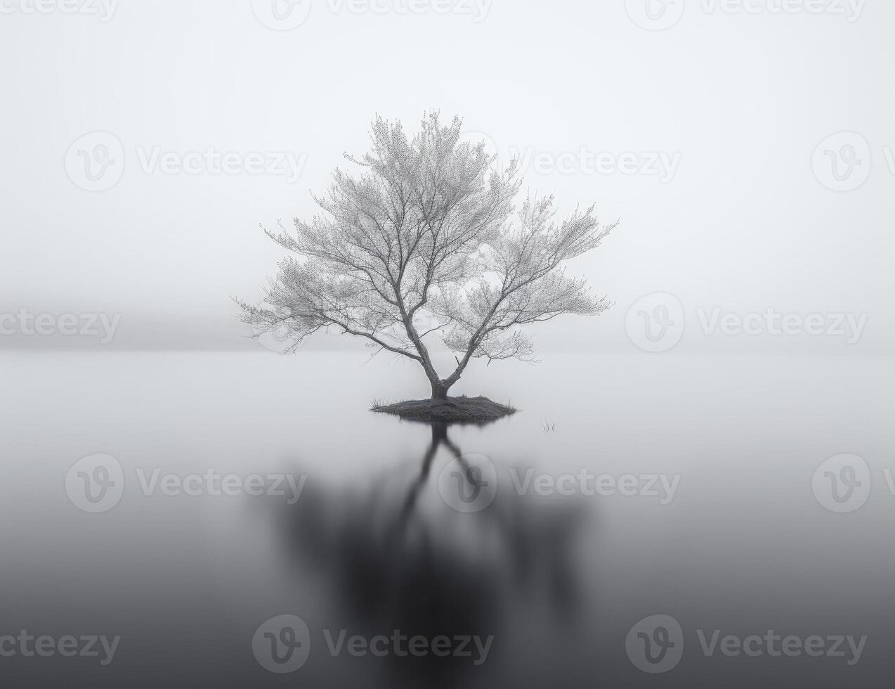 Tree at the middle of the sea photo