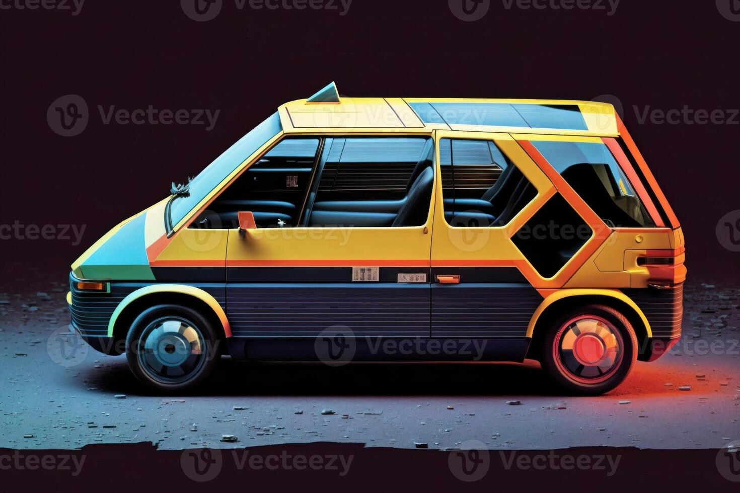 Yellow car realistic image photo