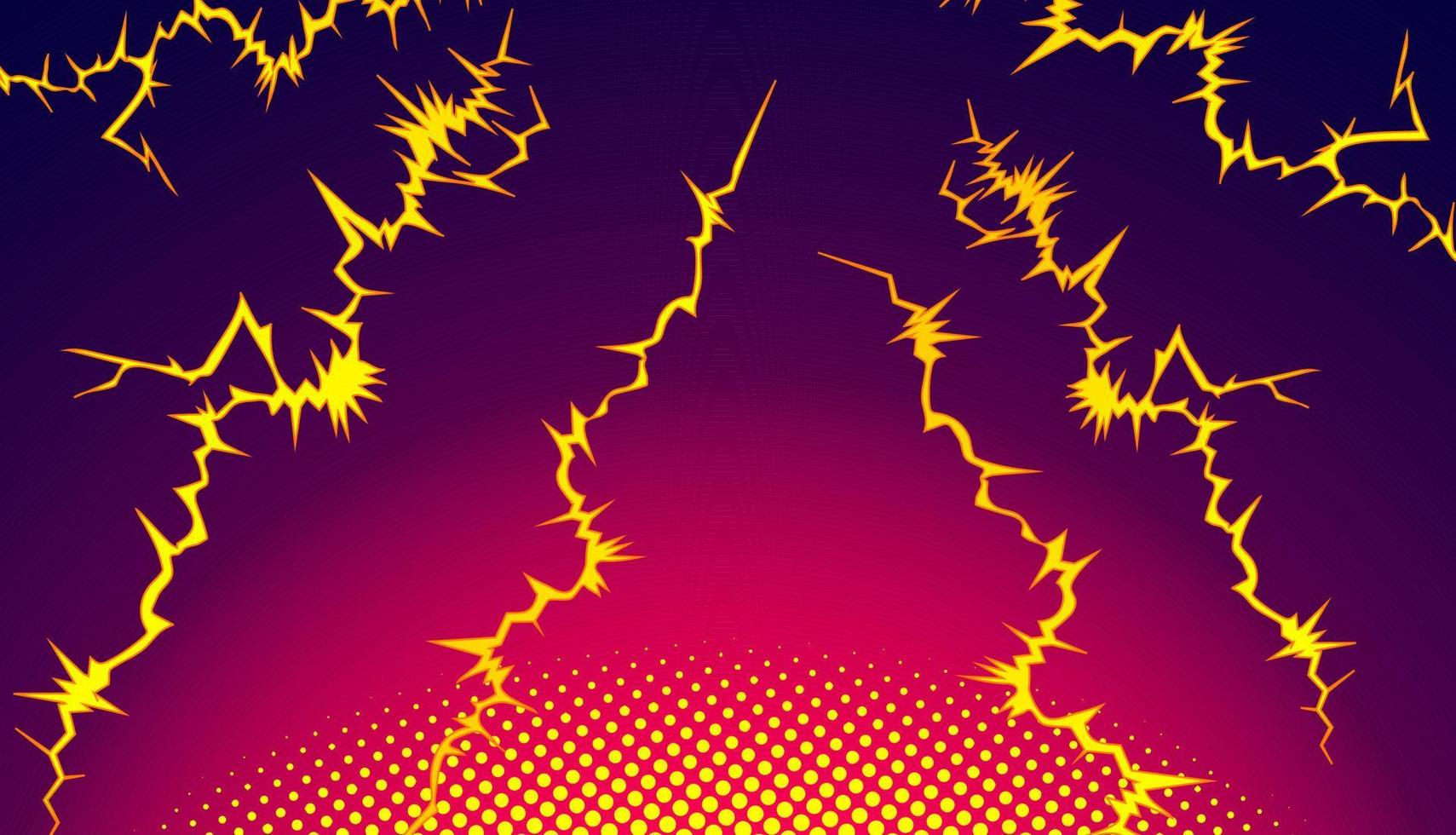 Purple-red aggressive background with lightning in the air vector