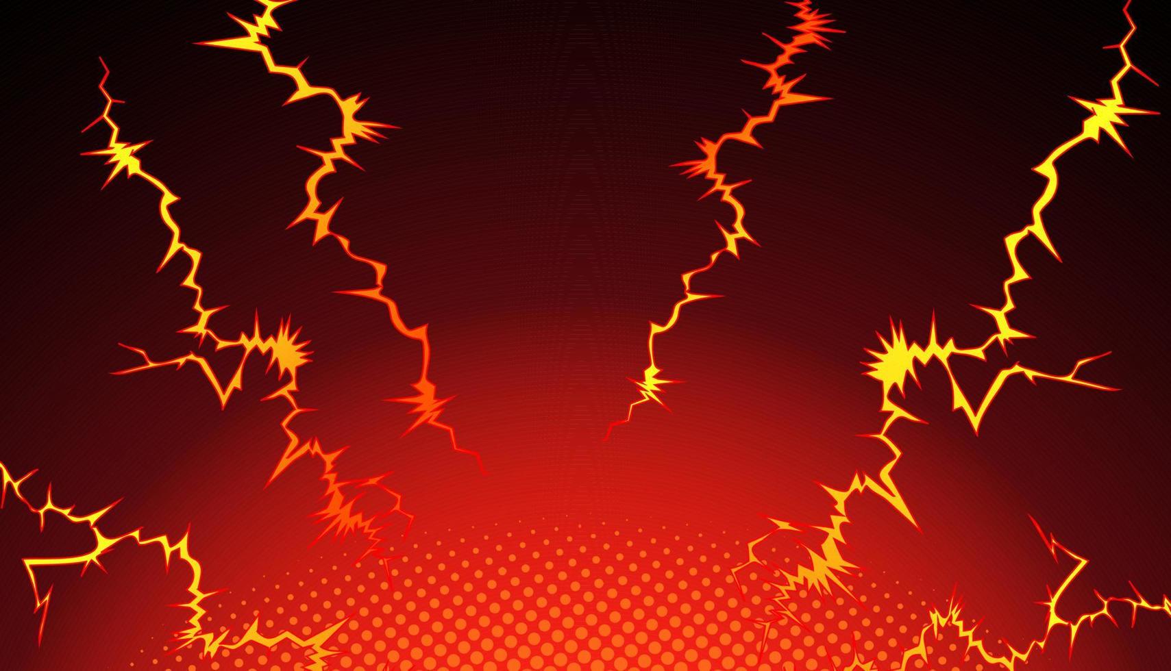 Red-black aggressive background with lightning. vector