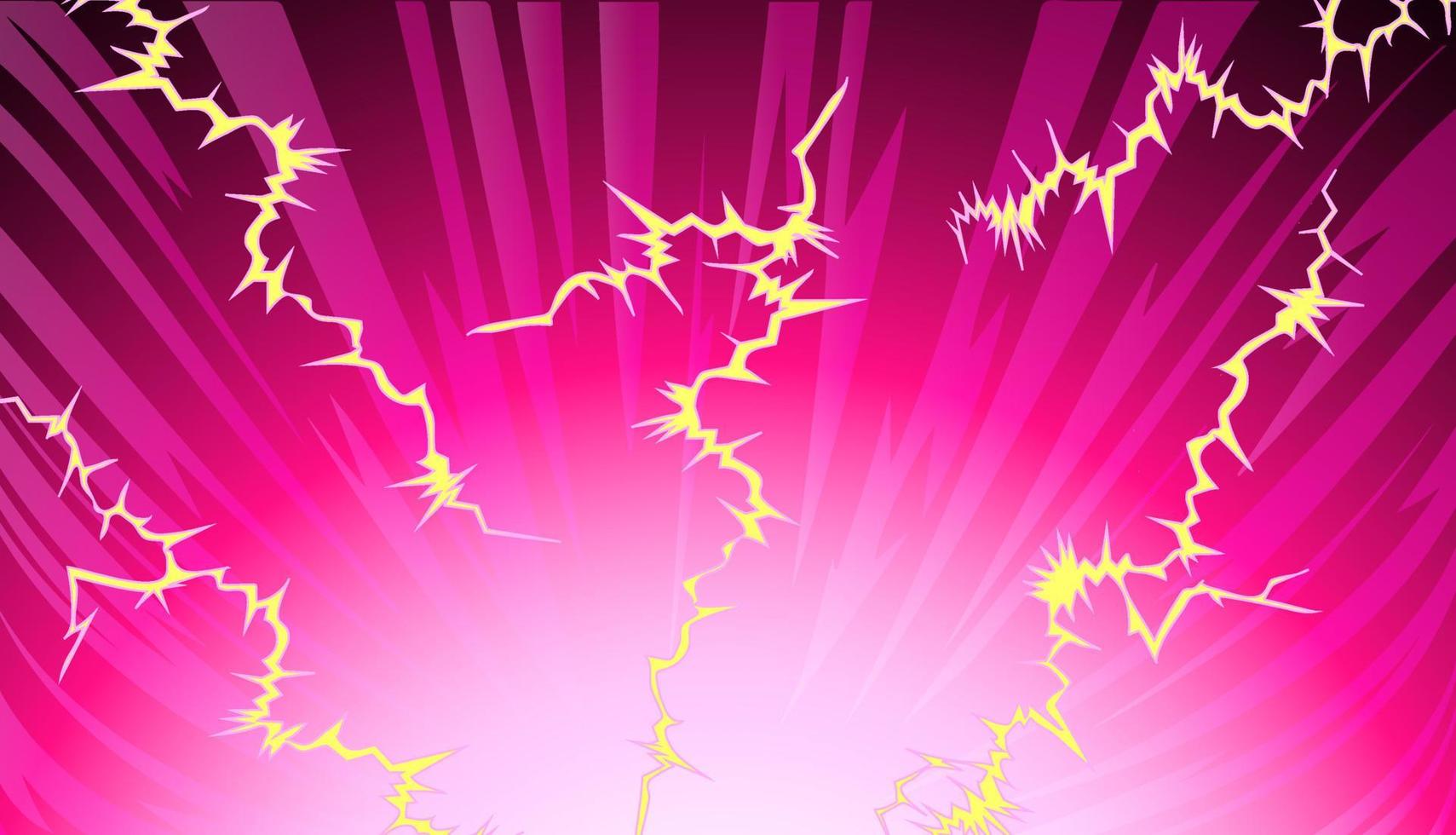 Dark pink background with lightning in space. vector