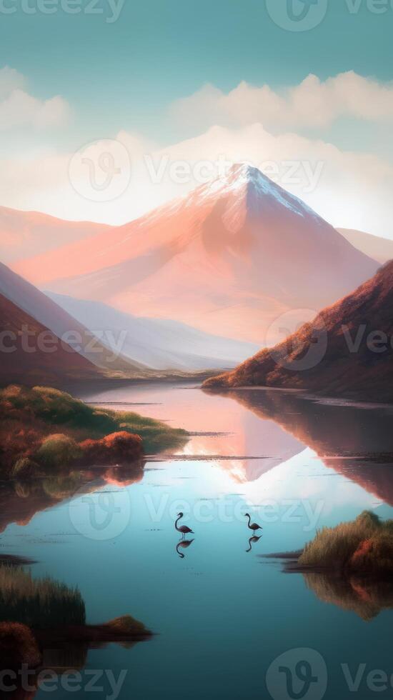 mountains and trees landscape image photo