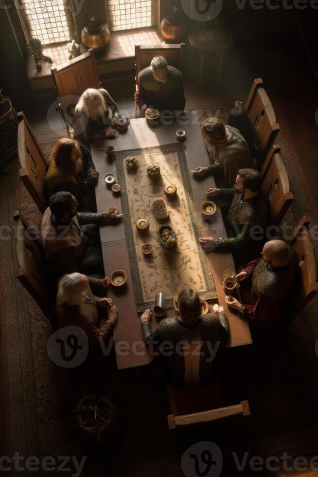 royal people share dining table photo