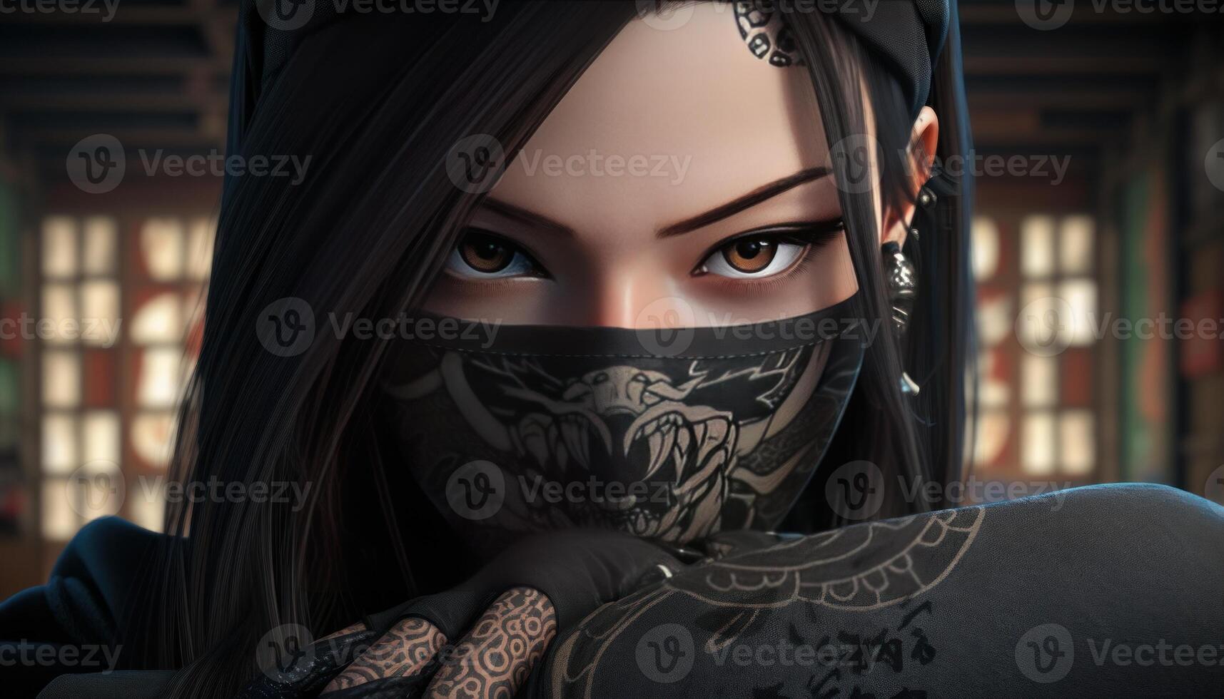 Close-up Girl Face tattoos portrait photo
