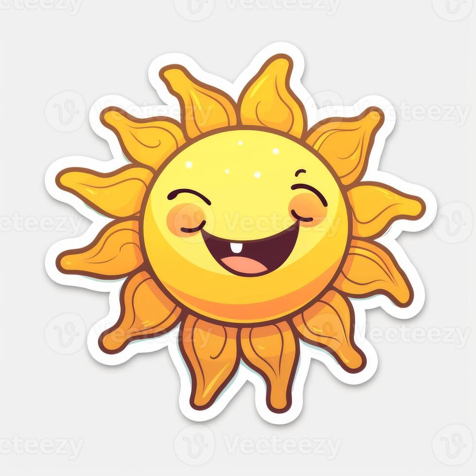 happy sun sticker on white background photo