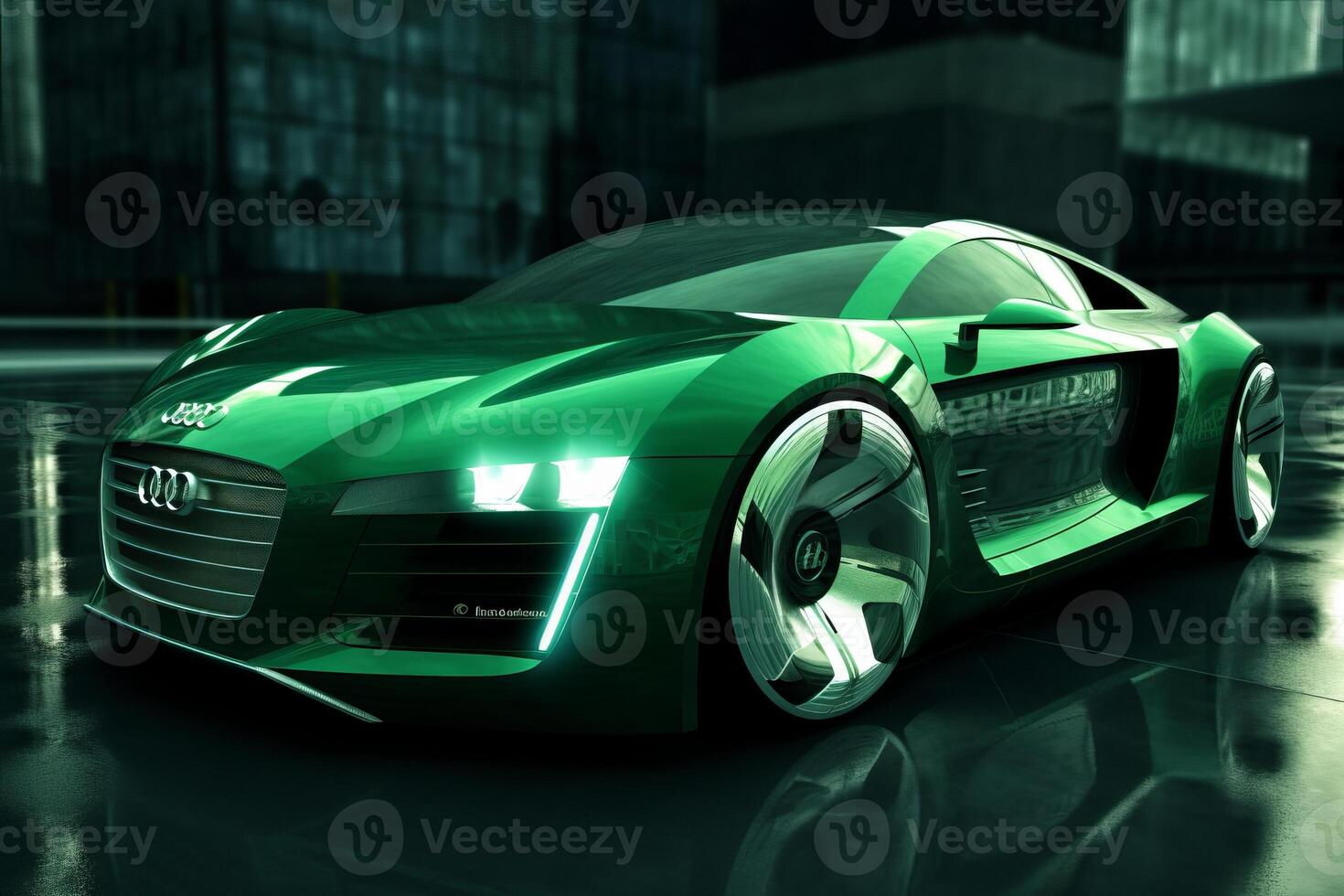 beautiful future car in green color photo