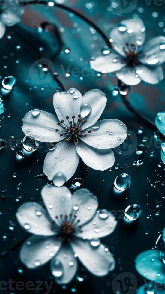 Pretty white flower wet flower image photo