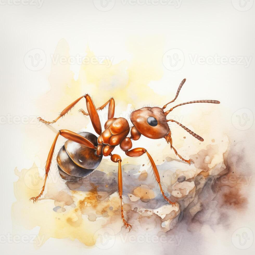 A watercolor illustration of a fire ant photo