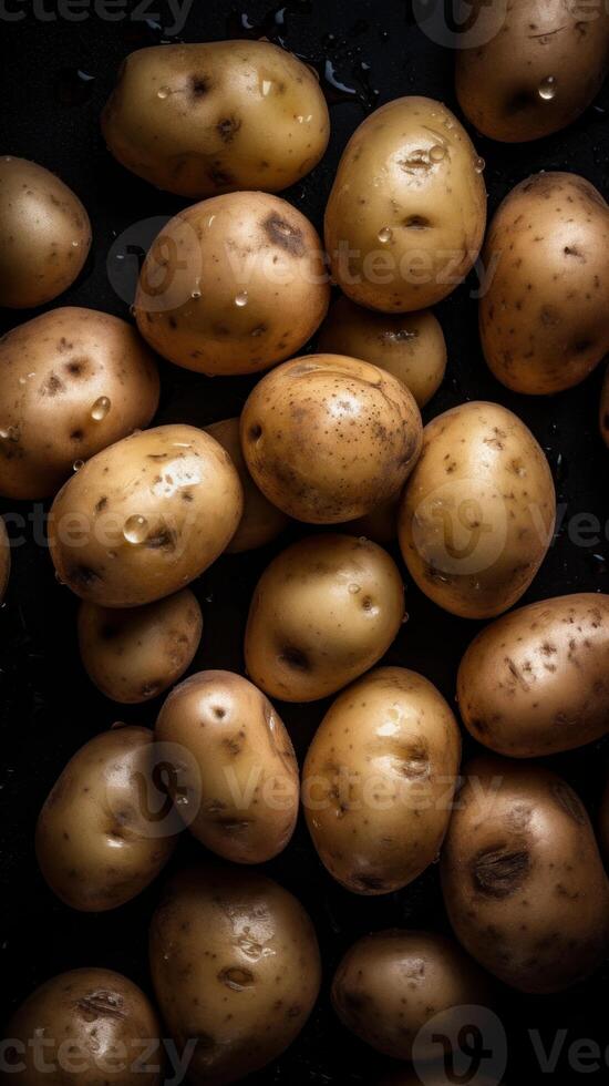 Potatoes seamless background visible drops of water photo