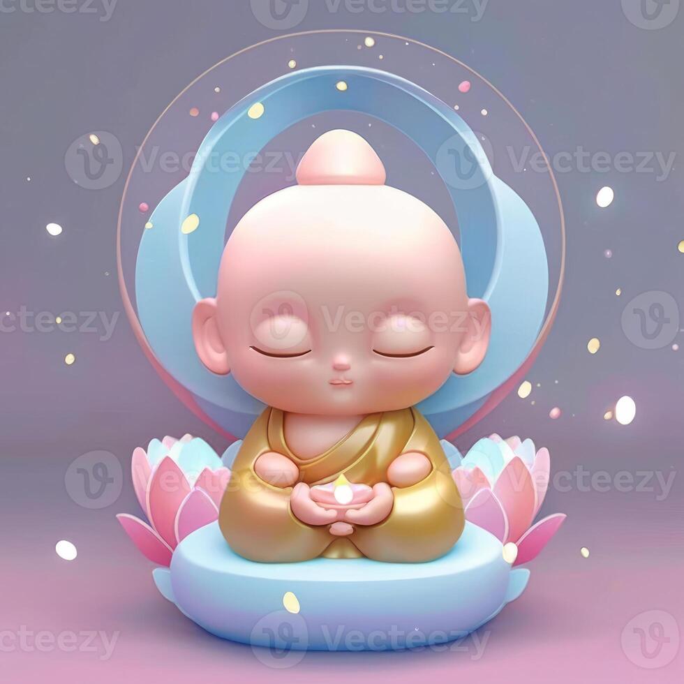 baby buddha with lovely starry sky light pink photo