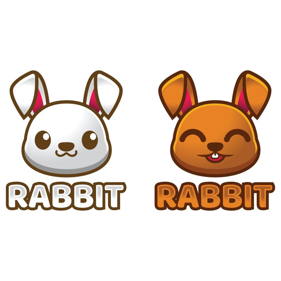 Cute Kawaii head rabbit bunny Mascot Cartoon Logo Design Icon Illustration Character vector art. for every category of business, company, brand like pet shop, product, label, team, badge, label