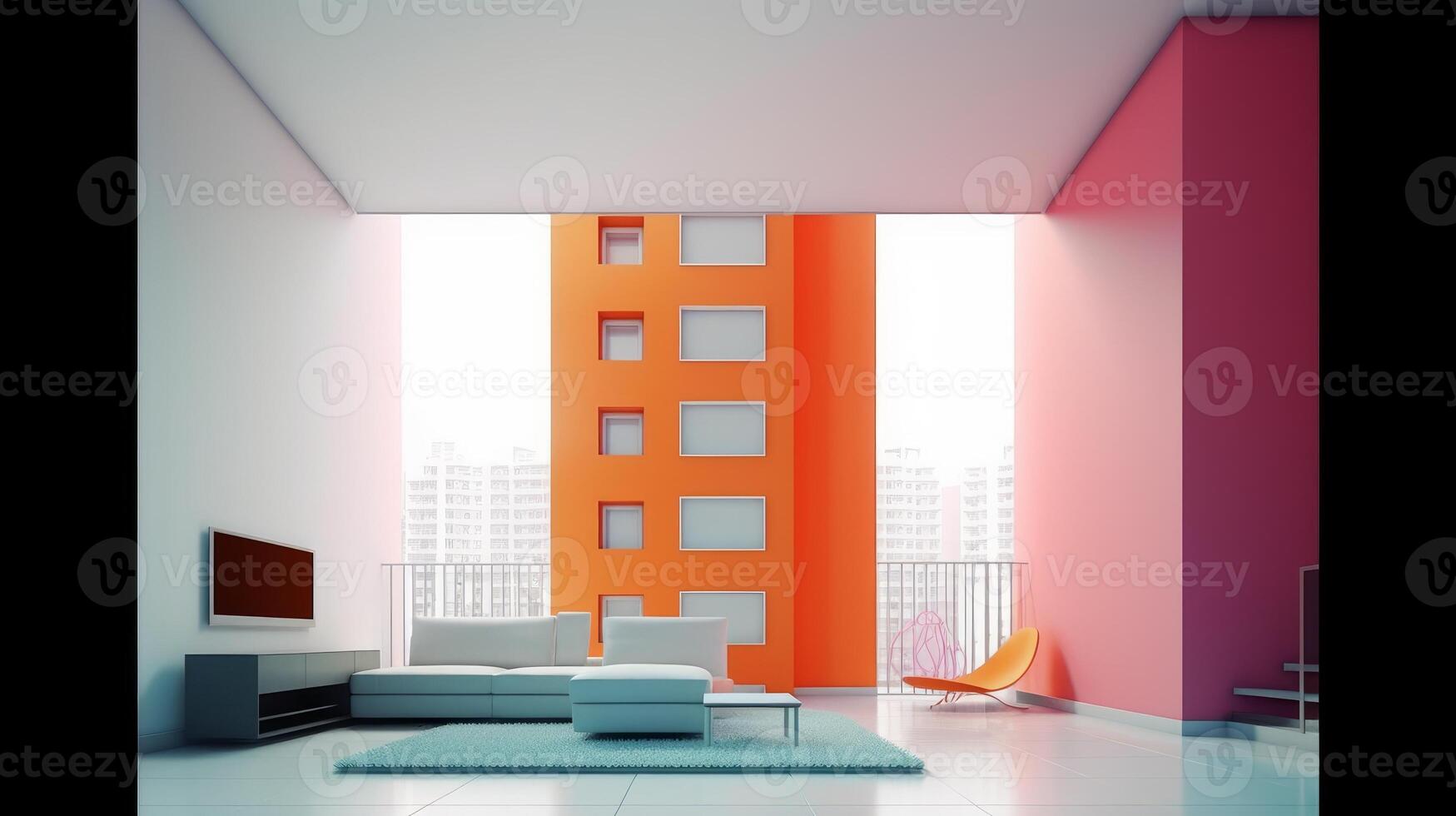 minimalismo limpiar y brillante color amplio transparente habitación generativo ai foto