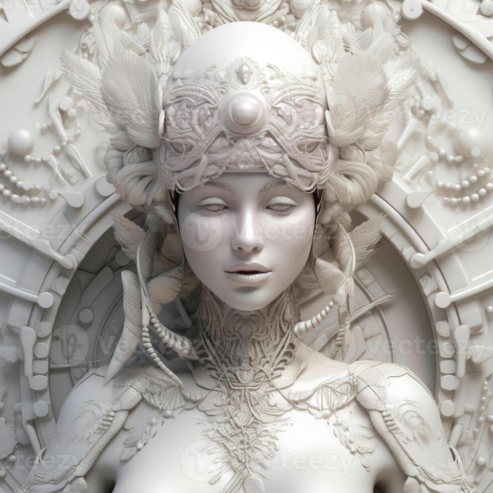 Goddess statue made by White Latex Stone Cream Set photo