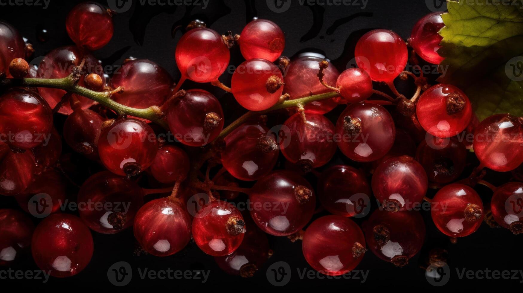 Currants seamless background visible drops of water on black background photo