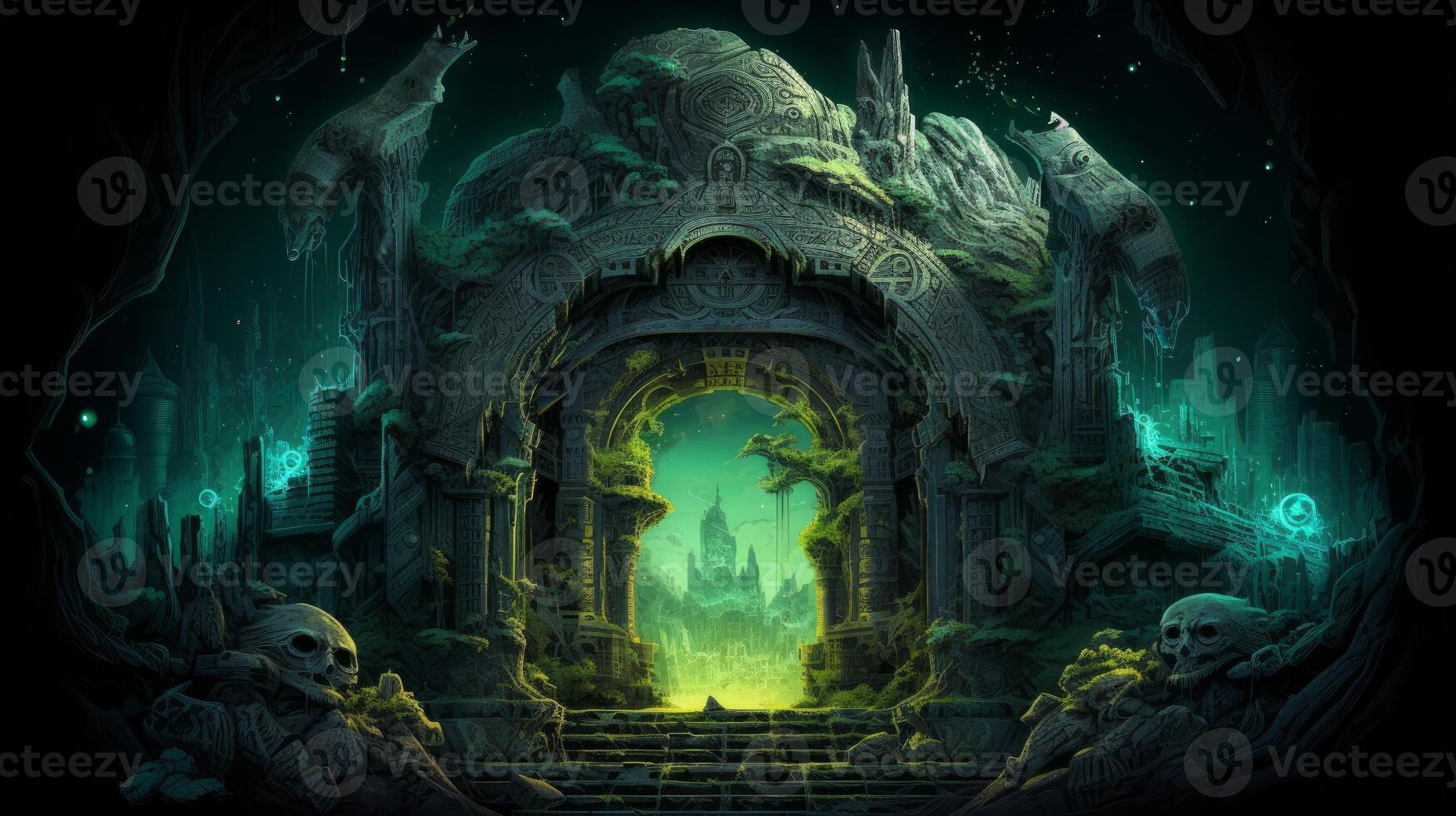 A magical scary dark door visual art photo