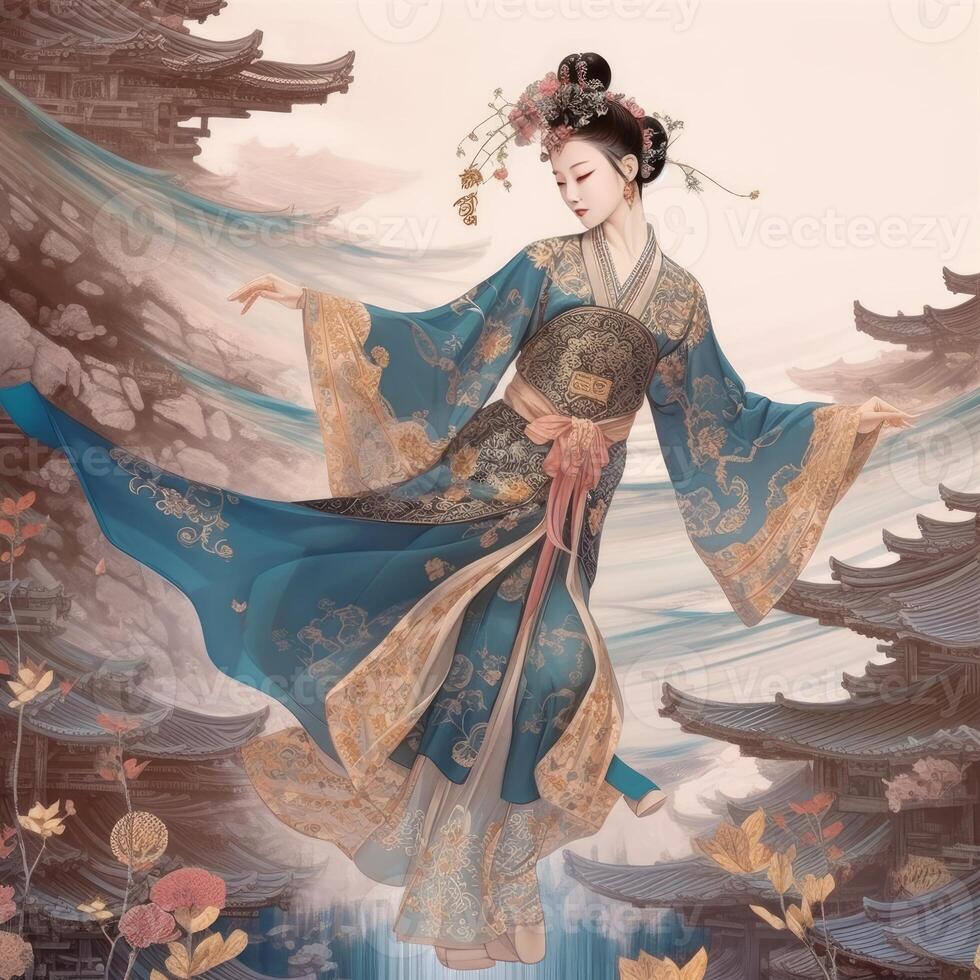 A chinese girl in traditional cloths image photo