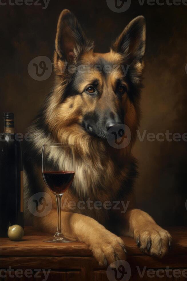 A dog with beer bottle photo