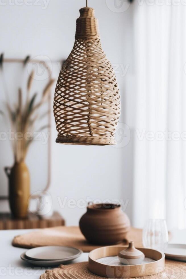 indoor dining room view with Boho aesthetic photo