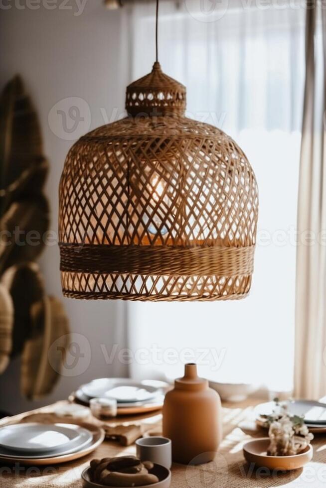 indoor dining room view with Boho aesthetic photo