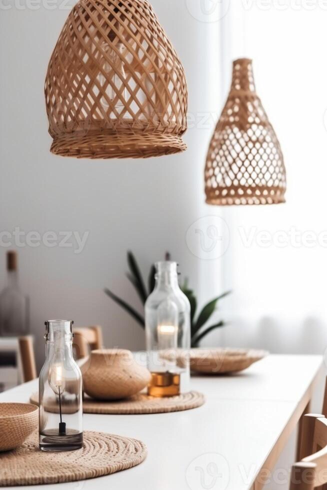 indoor dining room view with Boho aesthetic photo