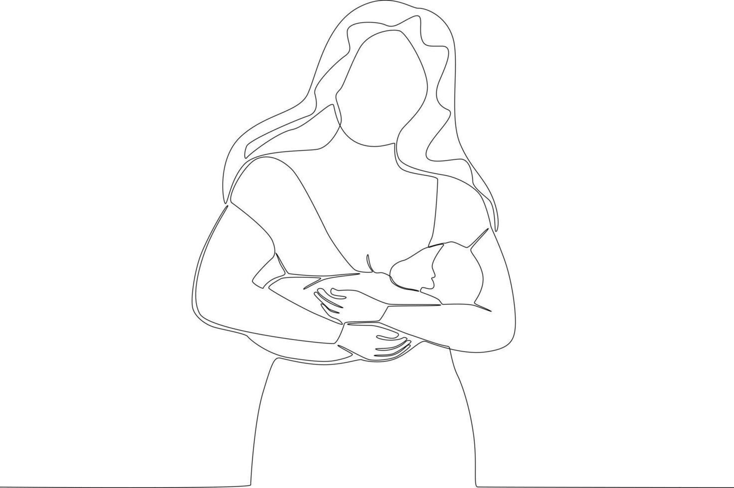 A mother holding her baby while breastfeeding vector