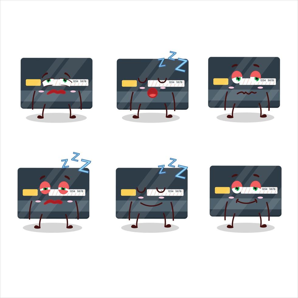 Cartoon character of credit card with sleepy expression vector