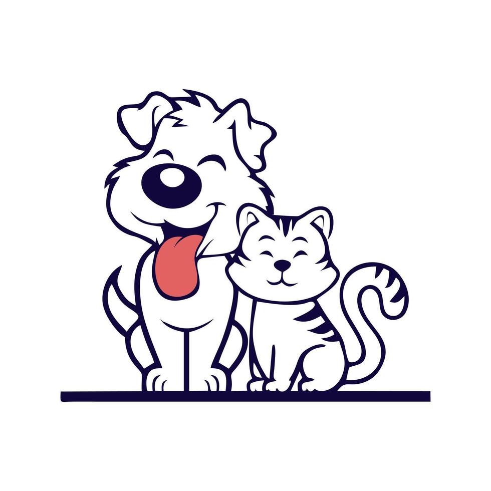 gato y perro vector ilustración