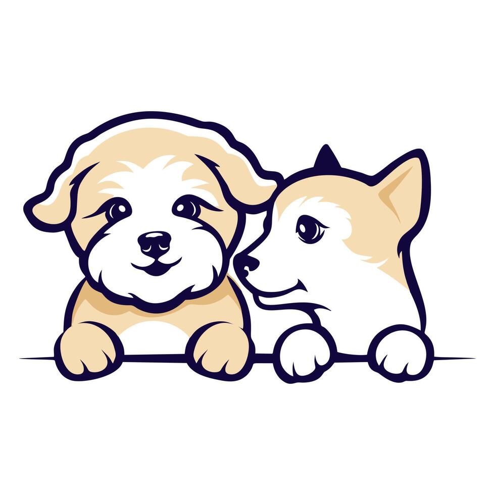 vector ilustración logo de dos perros bromas con cada otro