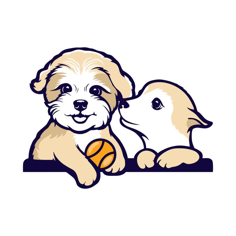 vector ilustración logo de perros jugando
