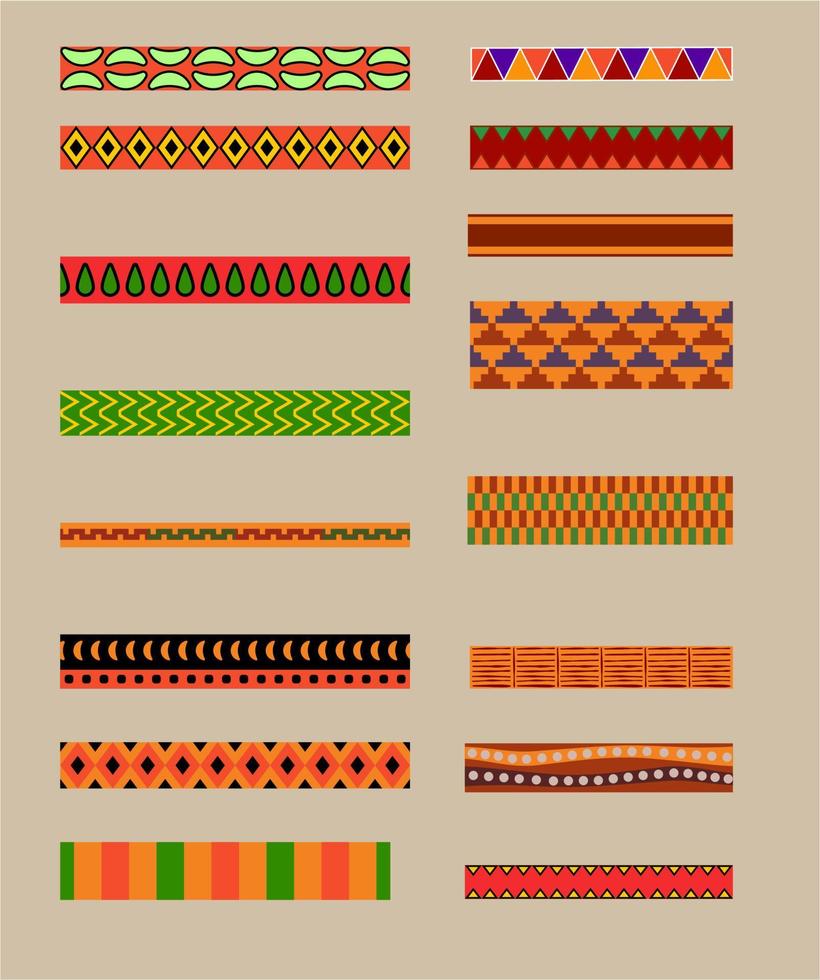 Pattern Border African Vector Set Illustration