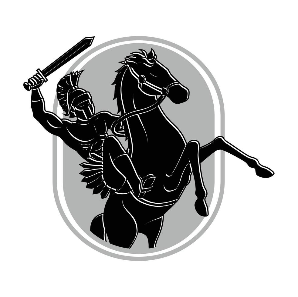 Fight spartan with horse illustration vector