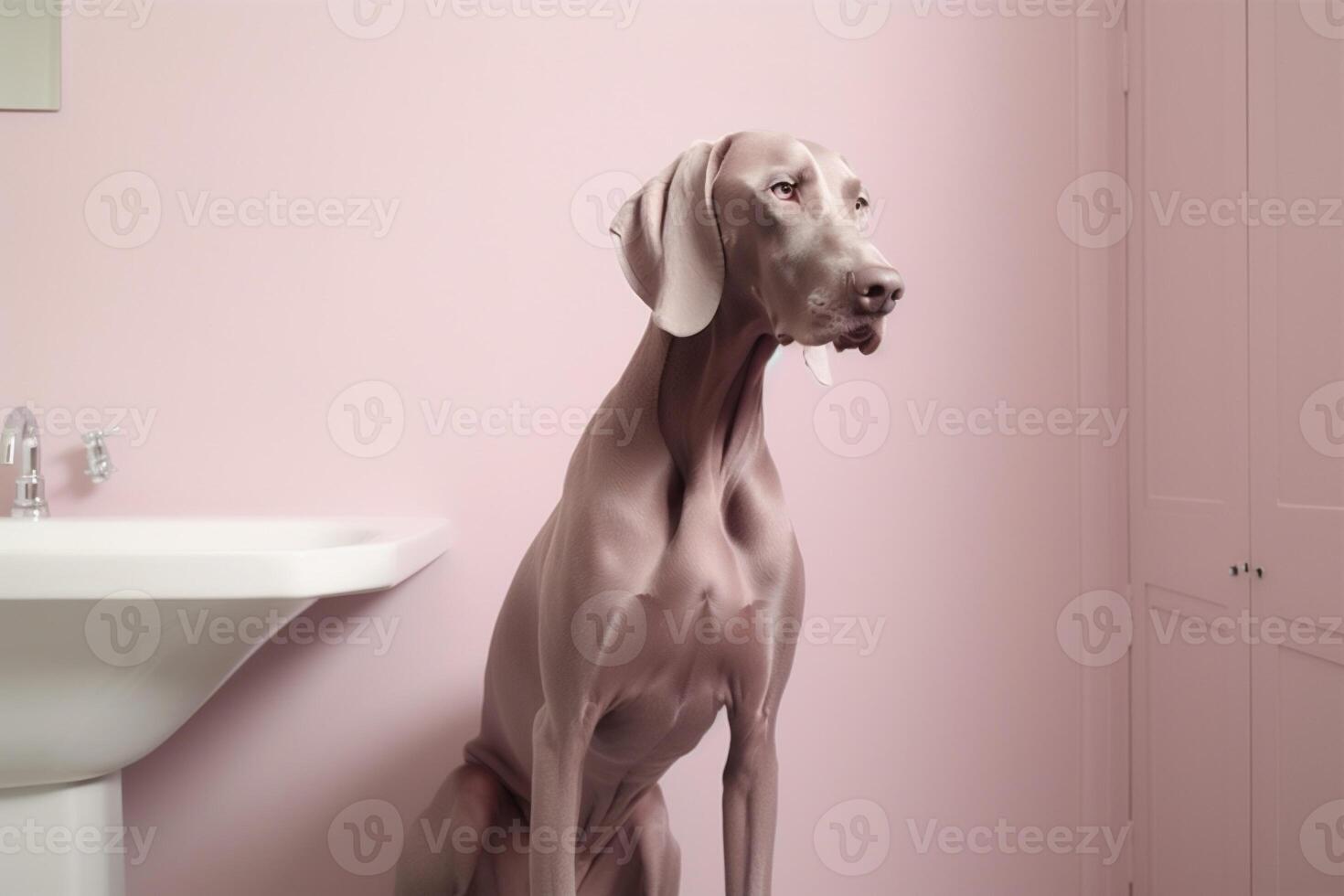 Weimaraner Dog. Futuristic Aesthetic photo