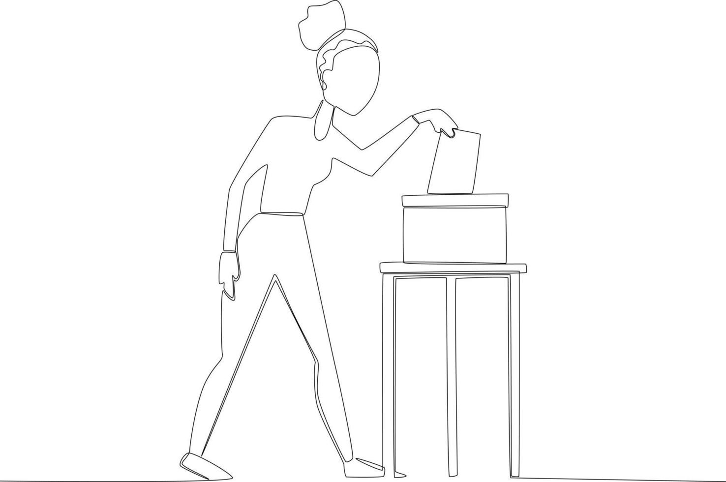 A woman enters her voting results into the ballot box vector