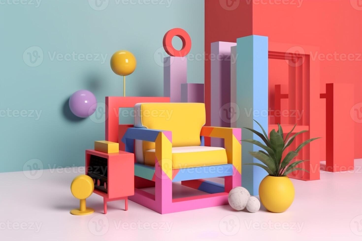Colorful Contemporary Room with Modern Furniture photo