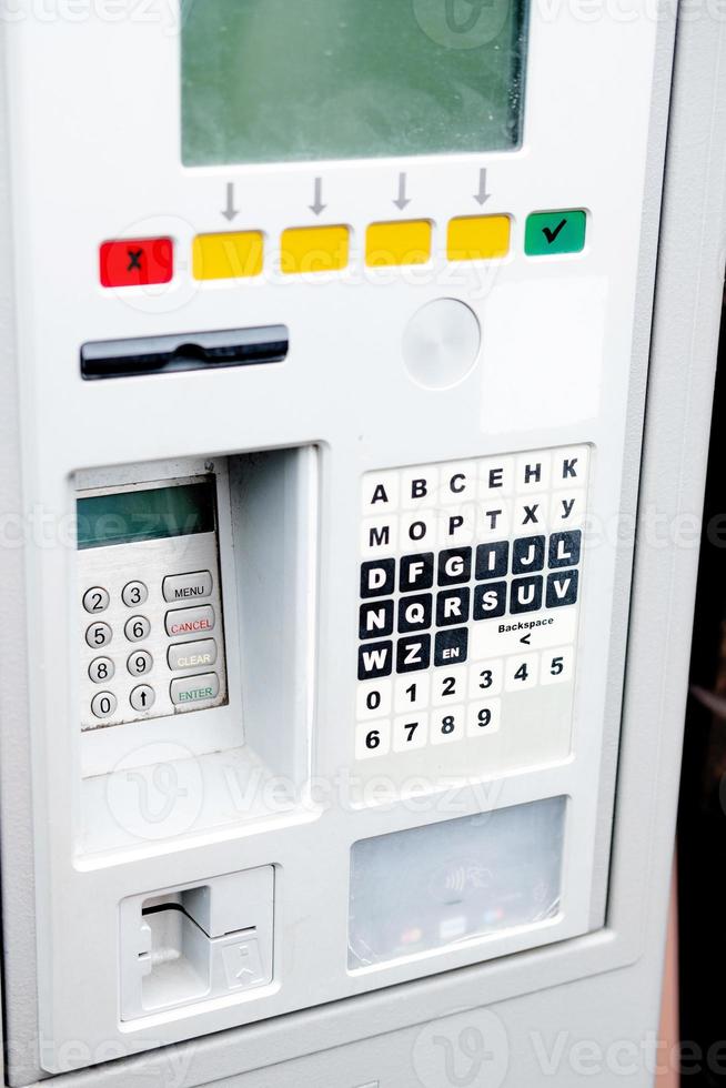 street parking payment machine closeup photo