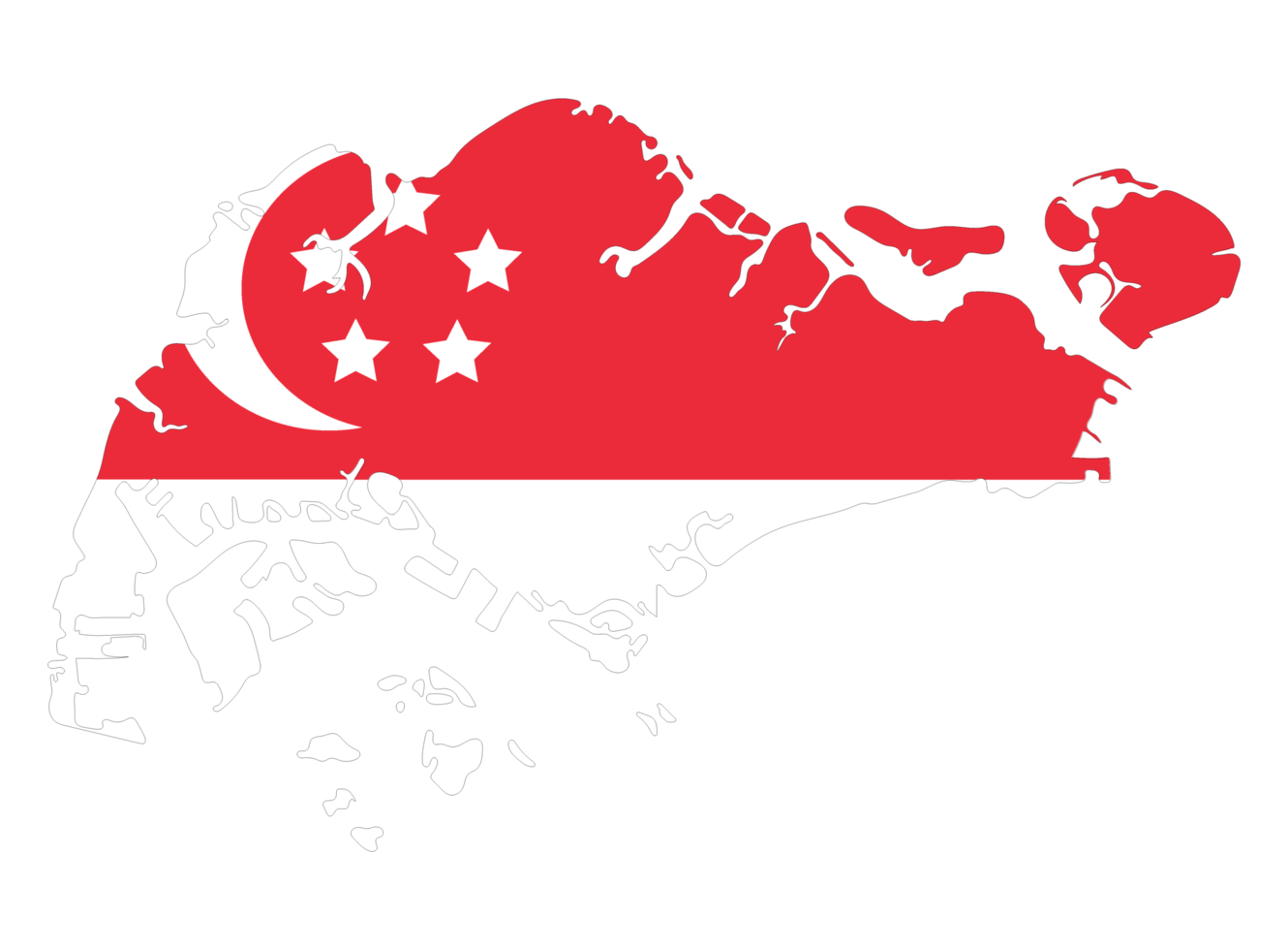 Singapur mapa bandera dentro png