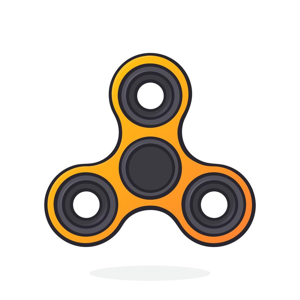 Cartoon illustration of fidget spinner with black elements. Hand toy for increased focus, stress relief vector