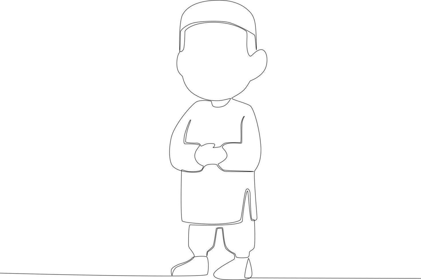 A boy performing a salat movement vector