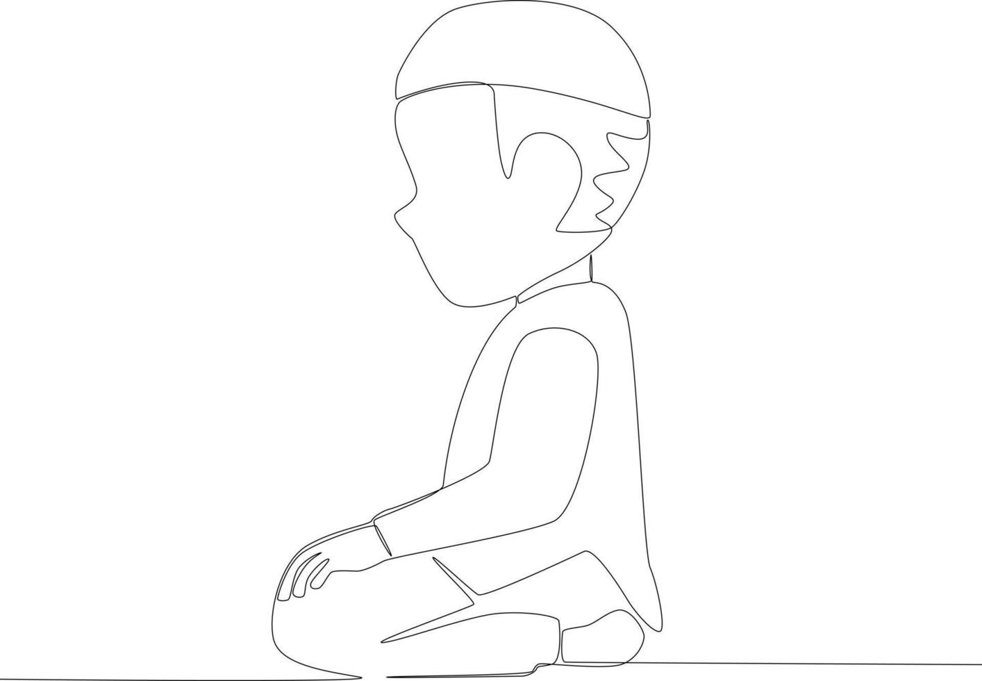 A child performs the movement of praying and sitting greetings vector