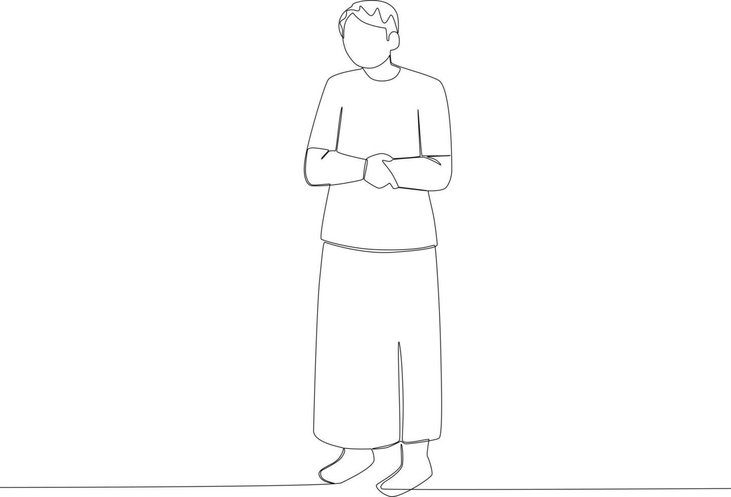 A man praying stands folding his hands vector