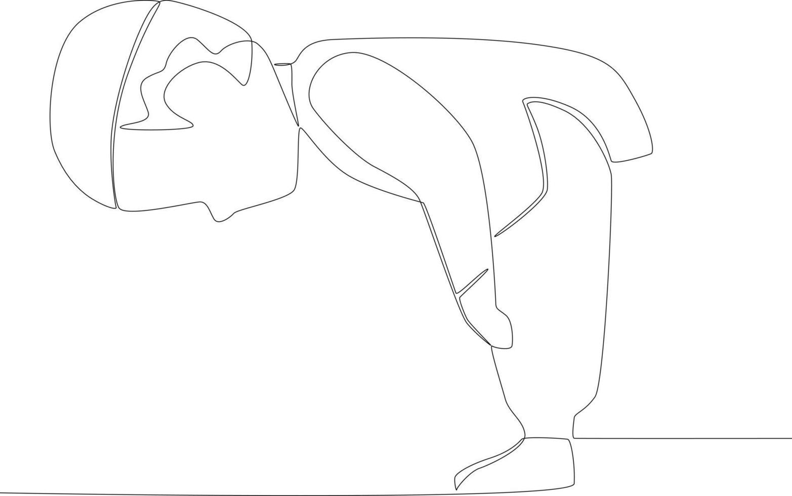 A boy performs a crooked movement during prayer vector
