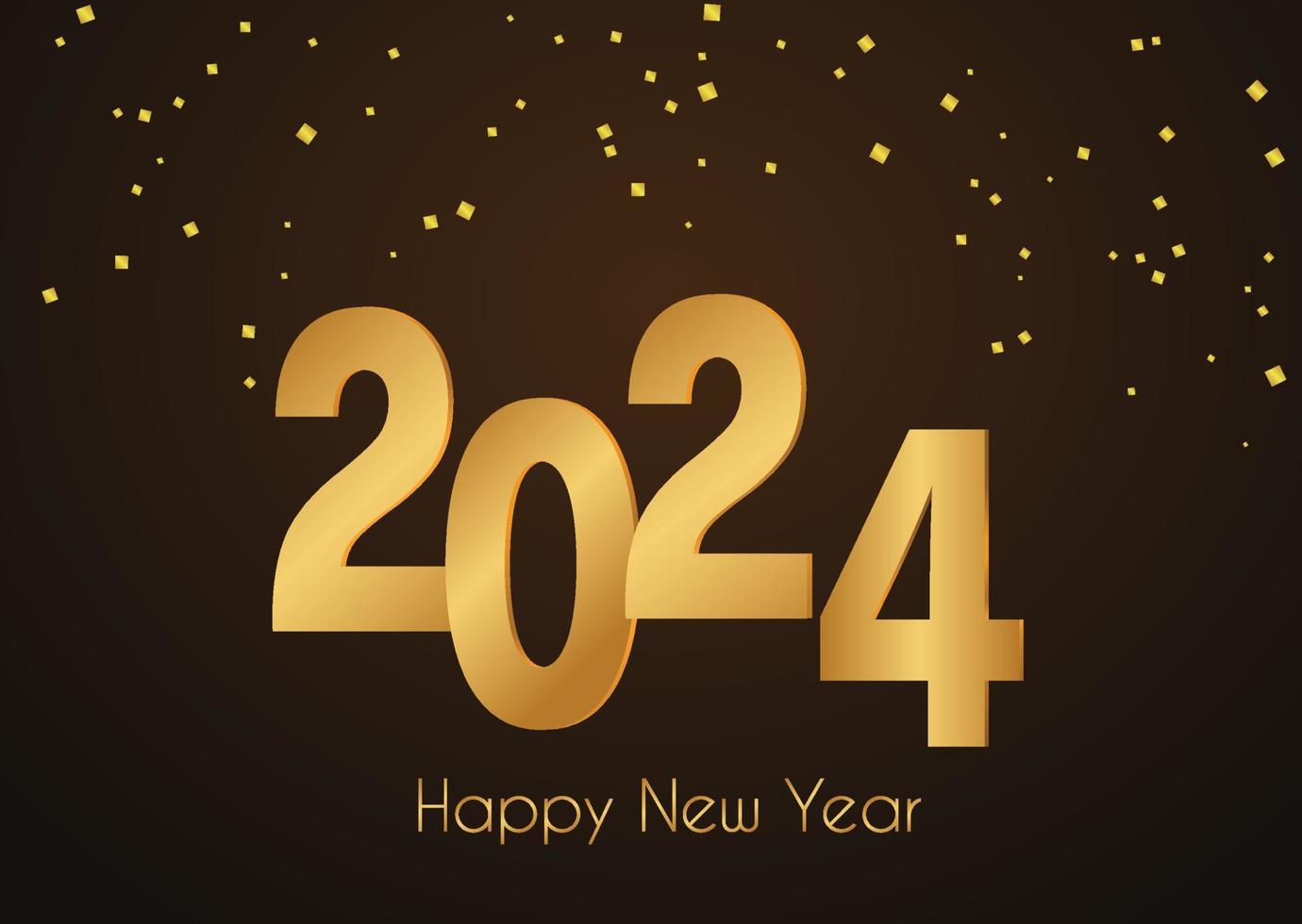 New year 2024 celebrations gold greetings poster isolated over black background. vector