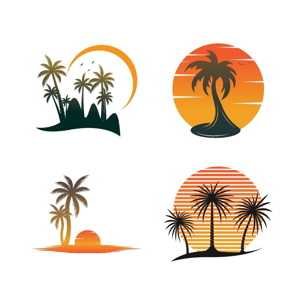 Palm tree summer logo template vector