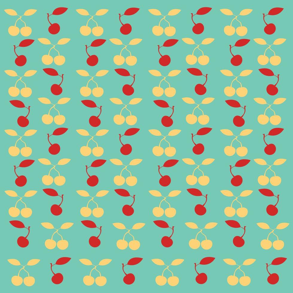 Red cherry pattern design, flat cherry pattern template vector