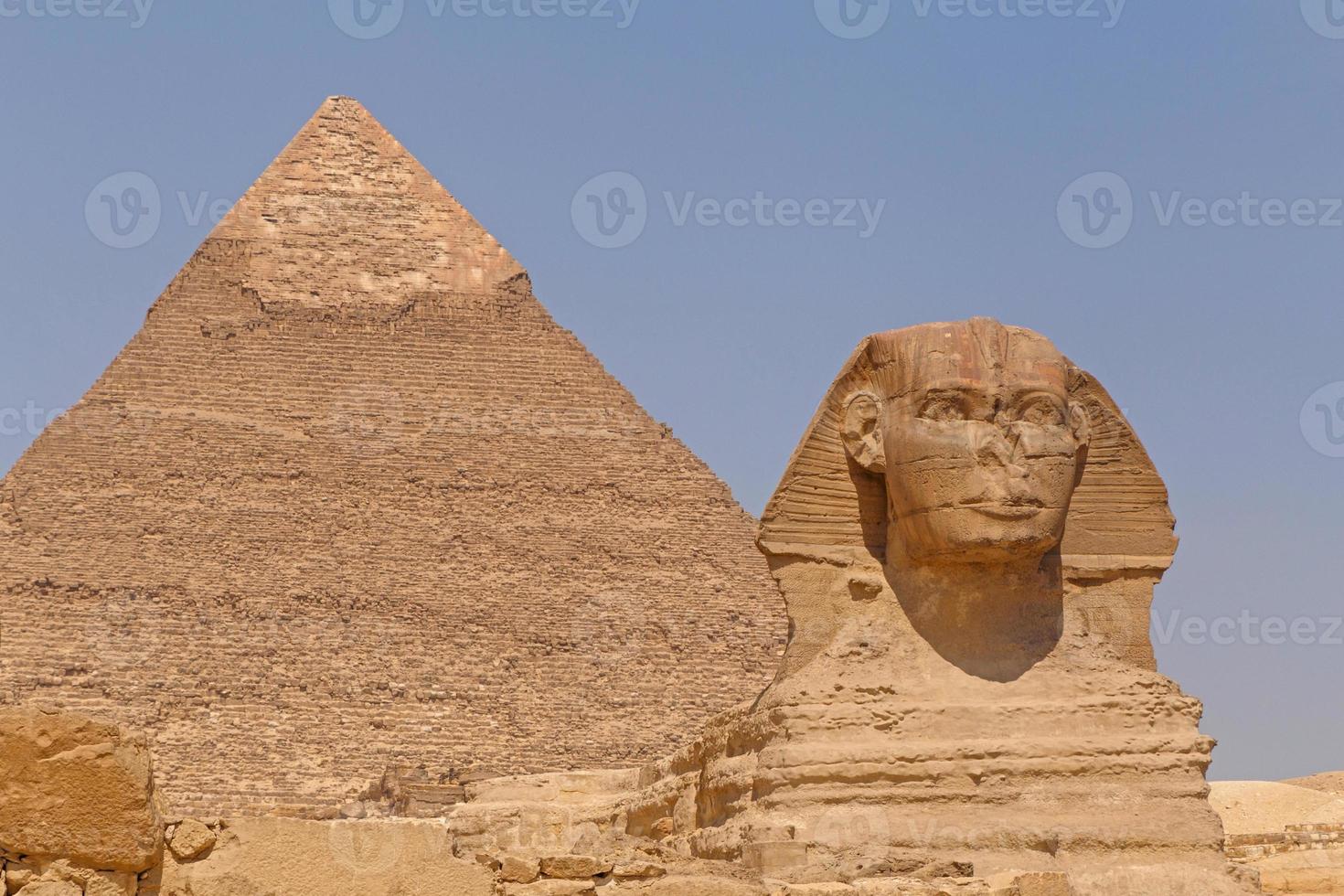 Great Sphinx and Pyramid of Khafre in Giza, Egypt photo