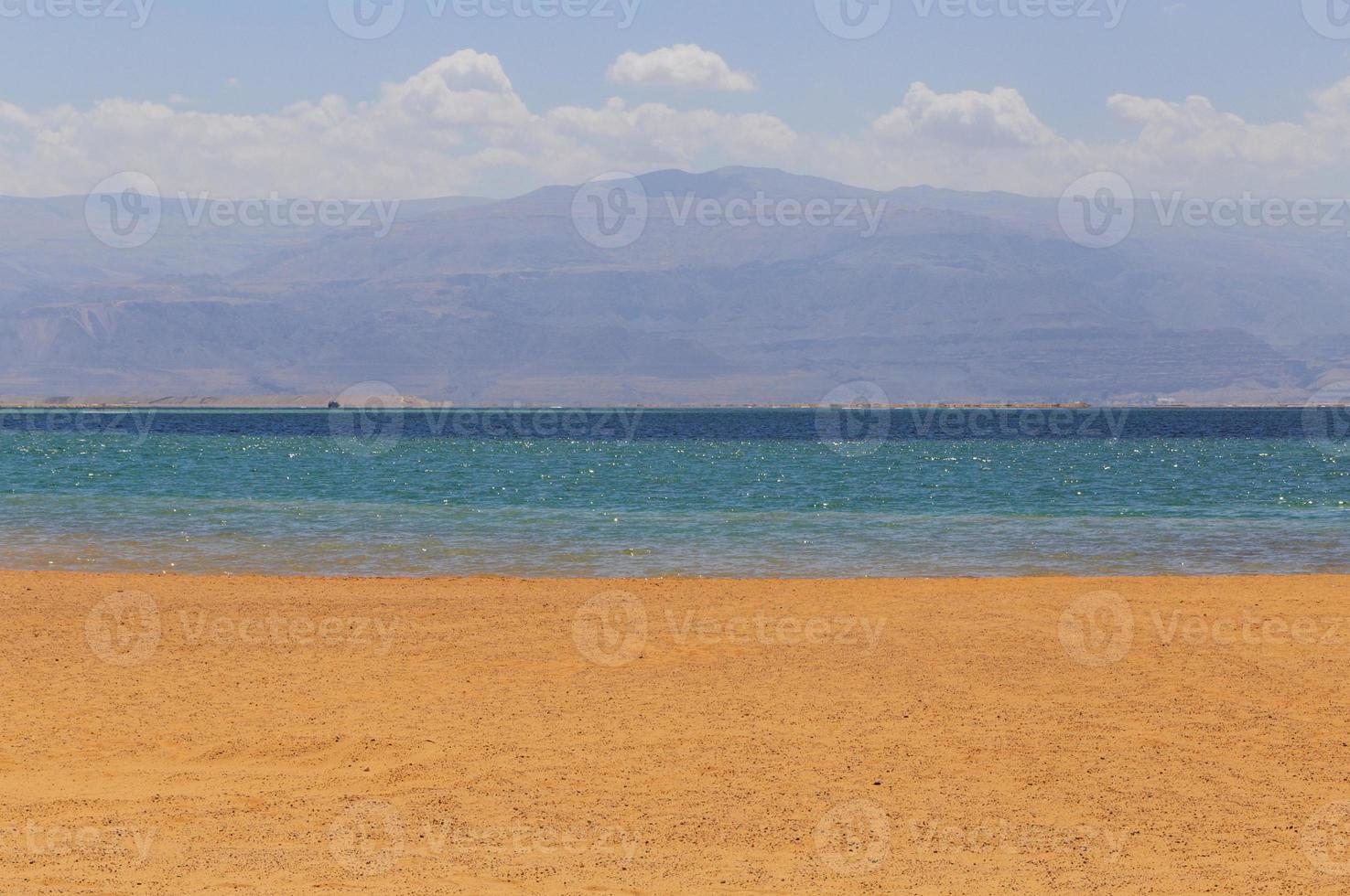 view on beach at Dead Sea, Israel photo