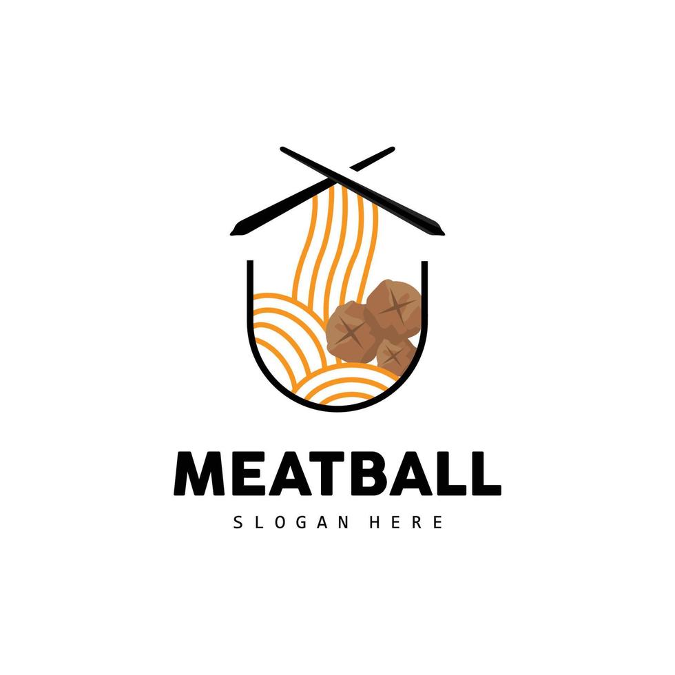 Meatball Logo, Vector For Food Stall Brand, Fast Food Simple Design Icon, Template Illustration