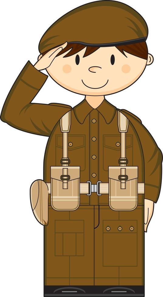 Cartoon Saluting Army Soldier Military History Illustration vector