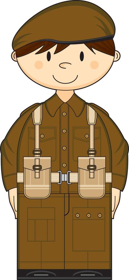 Cartoon WW1 Army Soldier Military History Illustration vector